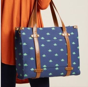 Modcloth Stegosaurus Camp Director Zipped Tote Navy Blue